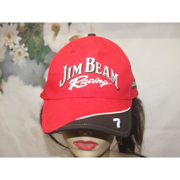 Jim Beam Racing Hat Strapback Cap Mens Red Black Robby Gordon Liquor #7 NASCAR - Picture 1 of 5